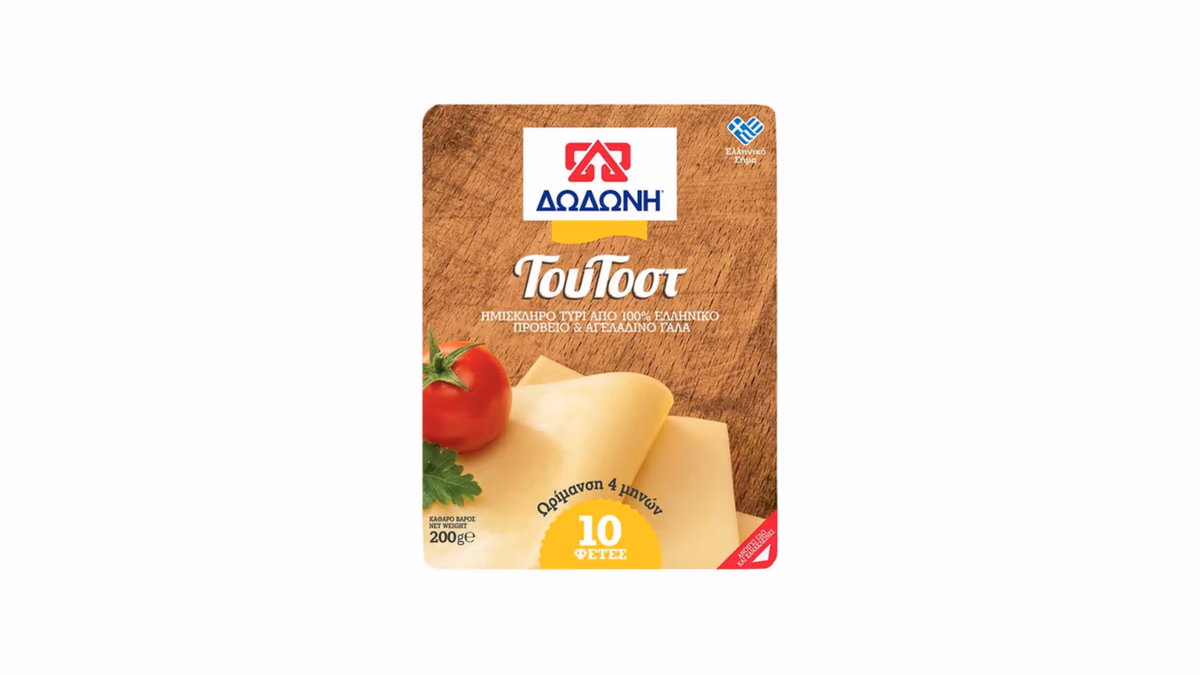 Δωδώνη Ημίσκληρο Τυρί "ΤουΤοστ" σε Φέτες 200gr